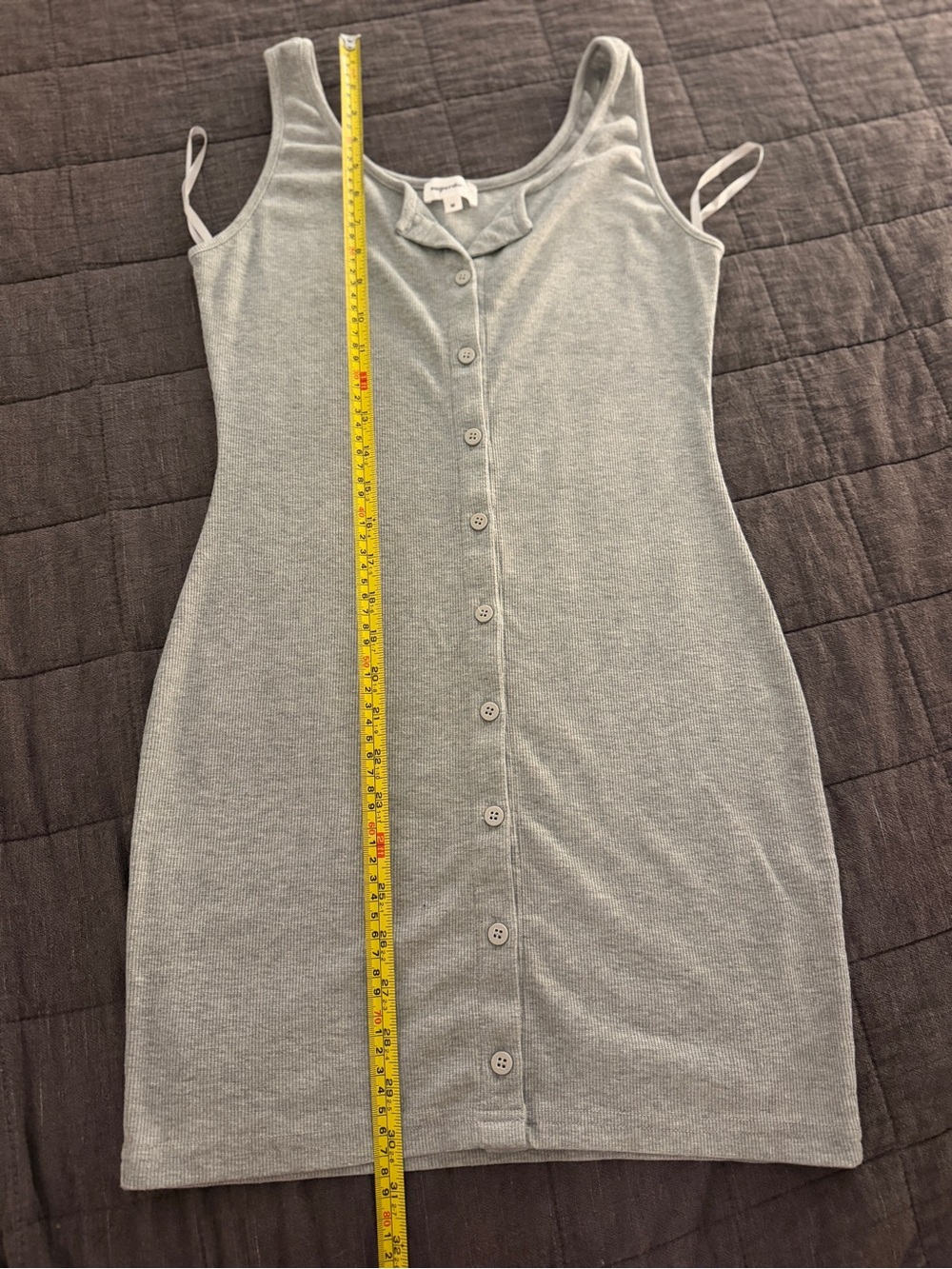 superdown Light Gray Ribbed Button-Up Tank - Picture 4 of 5
